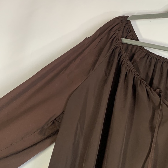 Lane Bryant Brown Sheer Boho Long Sleeve Blouse - Picture 3 of 8